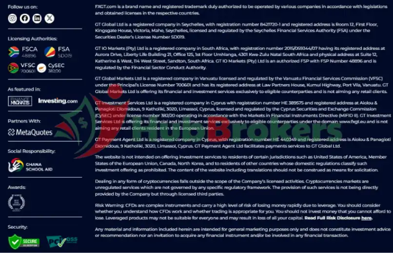 Thông tin giấy phép của sàn FXGT